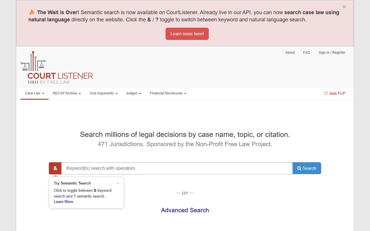 CourtListener legal research site used for Gloucester County court records