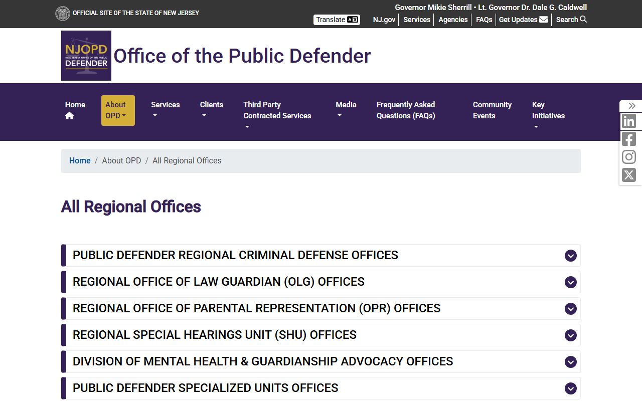 New Jersey Public Defender regional offices for Gloucester County arrest records