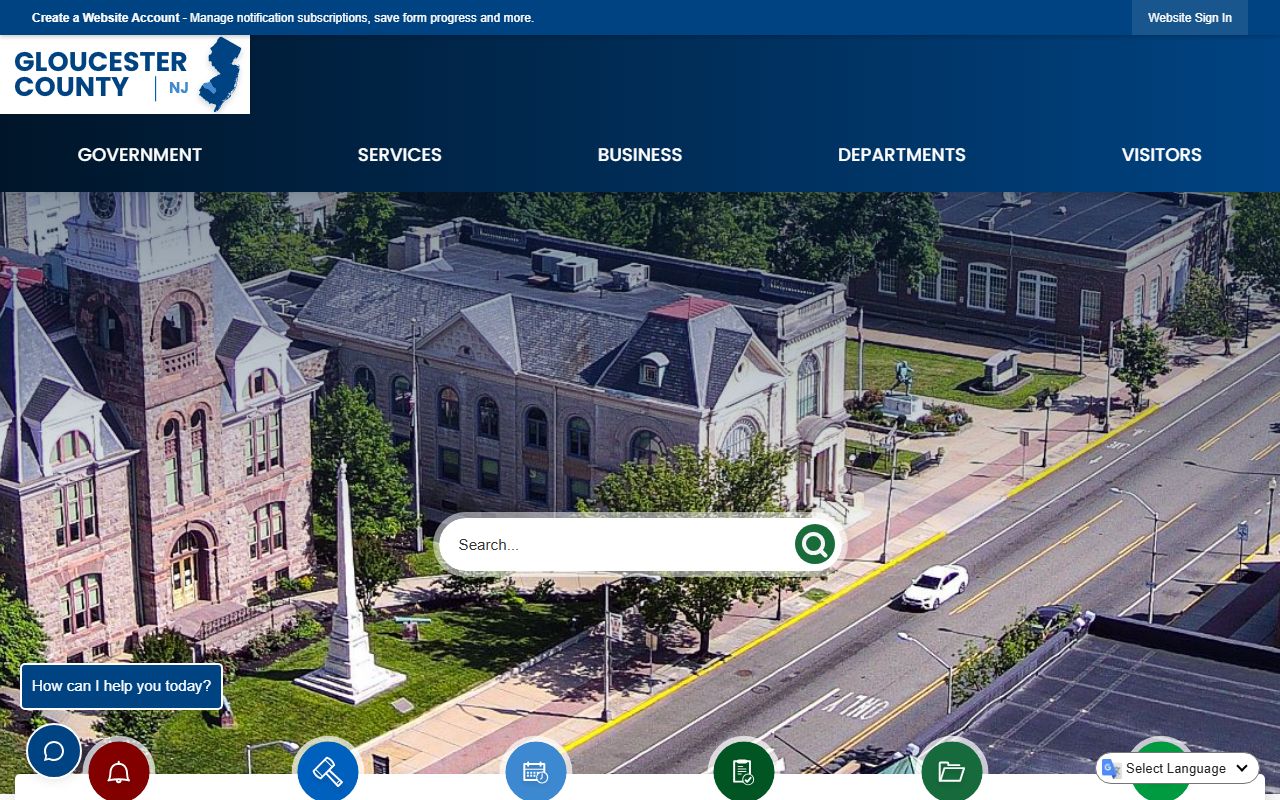 Gloucester County official homepage with court records department links