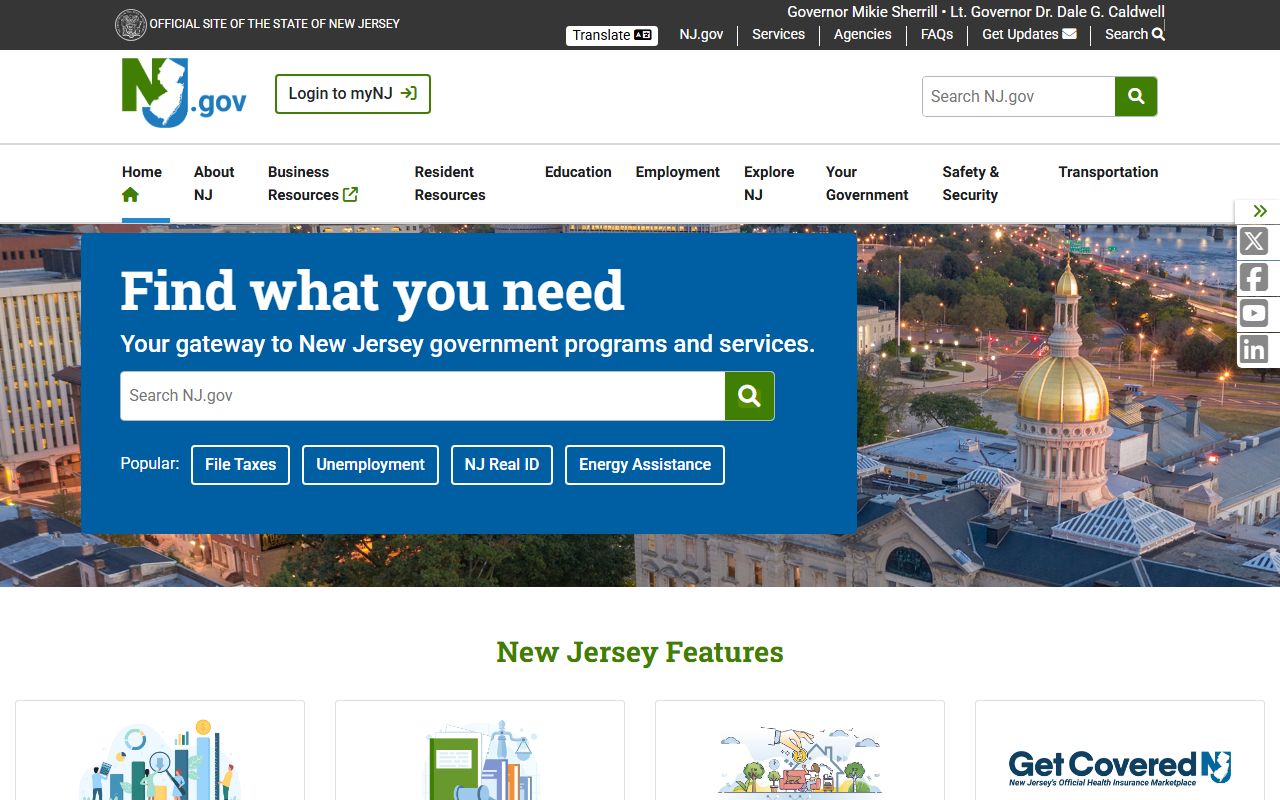 New Jersey state portal for Gloucester County court records access