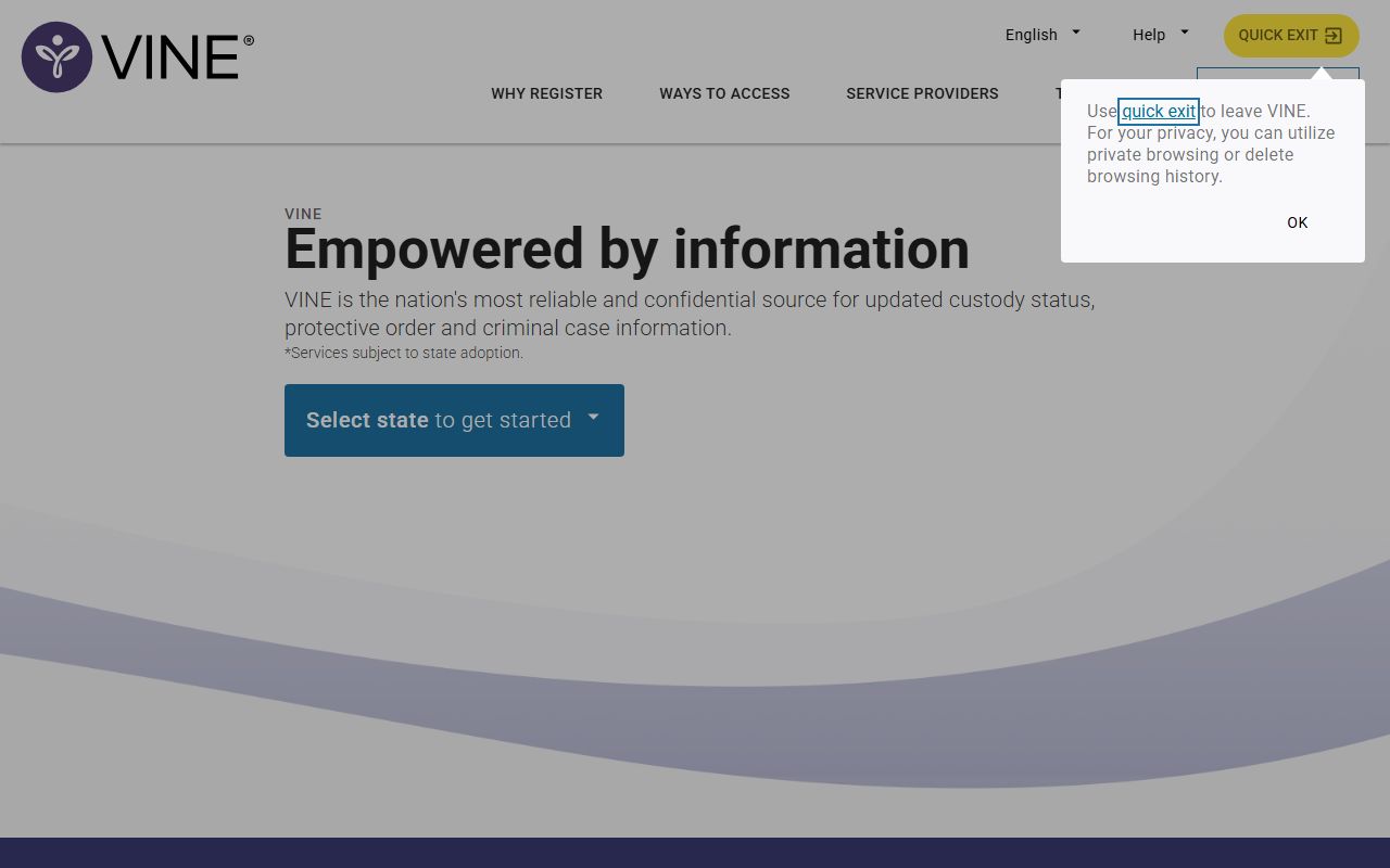 VINELink custody notifications for Gloucester County released inmates